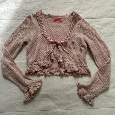Baby the Stars Shine Bright baby pink lace knit long sleeve cardigan