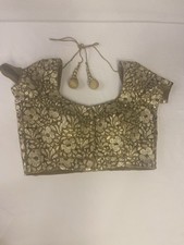 Ready Made Gold Indian Saree Blouse Women s Small 32/34 AB Cup New Beautiful