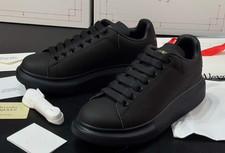 Alexander McQueen Oversized Sneaker Black Leather Platform Casual Shoes