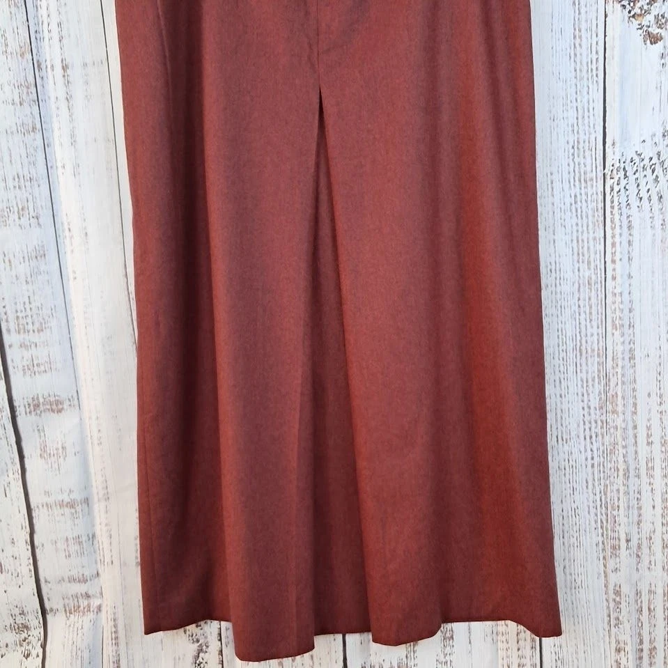 ZANELLA 意大利 14 长羊毛羊绒长裙 Kick Pleat 勃艮第红色全新带标签 368 美元 — 第 3/4 张图片