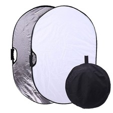 Portable Photography Silver and White Reflector Collapsible 2-in-1 Oval Refle...