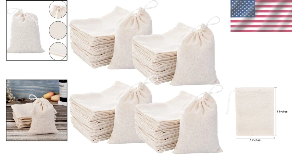 Versatile Reusable Cotton Drawstring Bags (400-pack) for Gifts & Crafts - Image 2 of 4