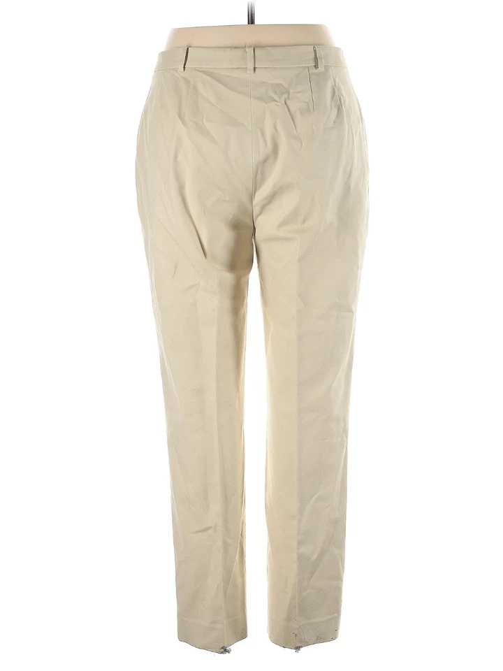 Linda Allard Ellen Tracy Beige Khaki Cotton Stretch Pants Size 14 Casual 31.5"L - Image 2 of 4
