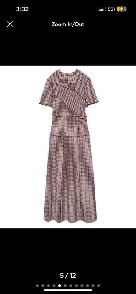 Vestido para mujer Snidel Jfashion talla 0 borgoña maxivestido manga corta Foto 4 de 4