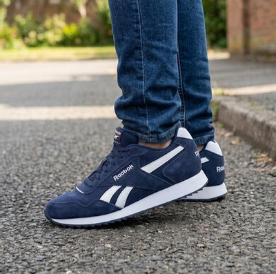 Reebok klassischer Stil Wildleder Turnschuhe alle Größen Glide blau neu im Karton Klassiker RGRLNW