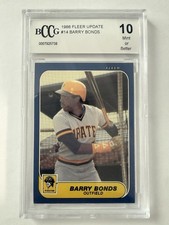 1986 Fleer Update #U-14 Barry Bonds Rookie Card BGS BCCG 10 Mint+. rookie card picture