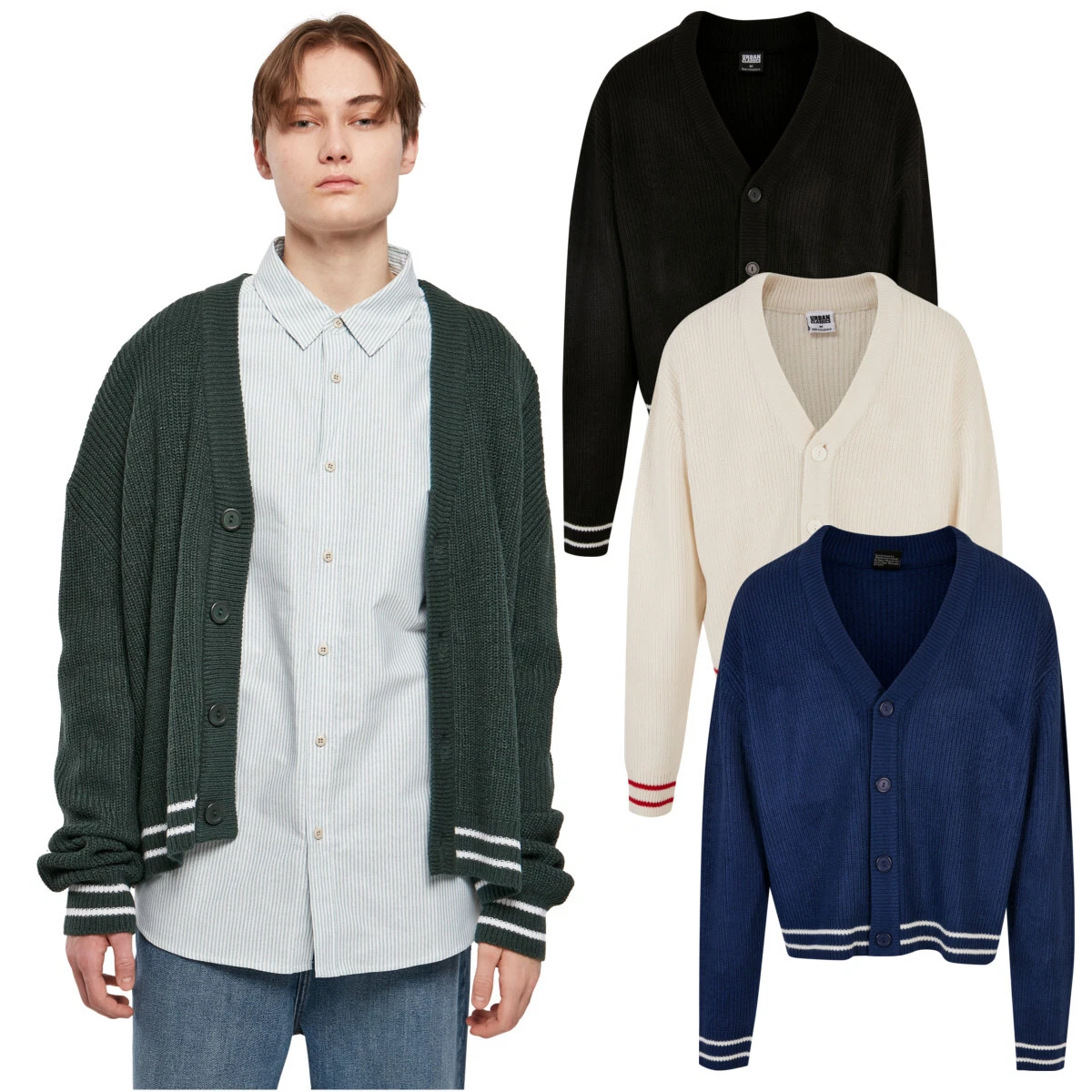 Urban Classics Sporty Boxy Cardigan Men Knitted V-Neck Vest