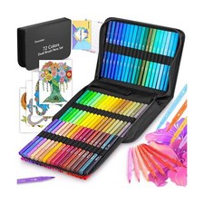 Soucolor Art Supplies for Adults Kids, 72 Colors Dual Tip Brush Fine Tip Mark...