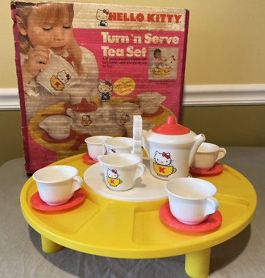 Vtg Hello Kitty Turn N Serve Tea Set Child Guidance 1984 Toys with Original Box