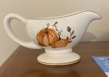 Dash Of That Ceramic Boat Gravy Pitcher Fall Pumpkin Thanksgiving 