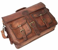Handmade Men's Genuine Leather Shoulder Messenger Bag Vintage Satchel Briefcase