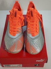 PUMA One 18.1 FG Mens Soccer Cleat Black/Silver/Red Blast