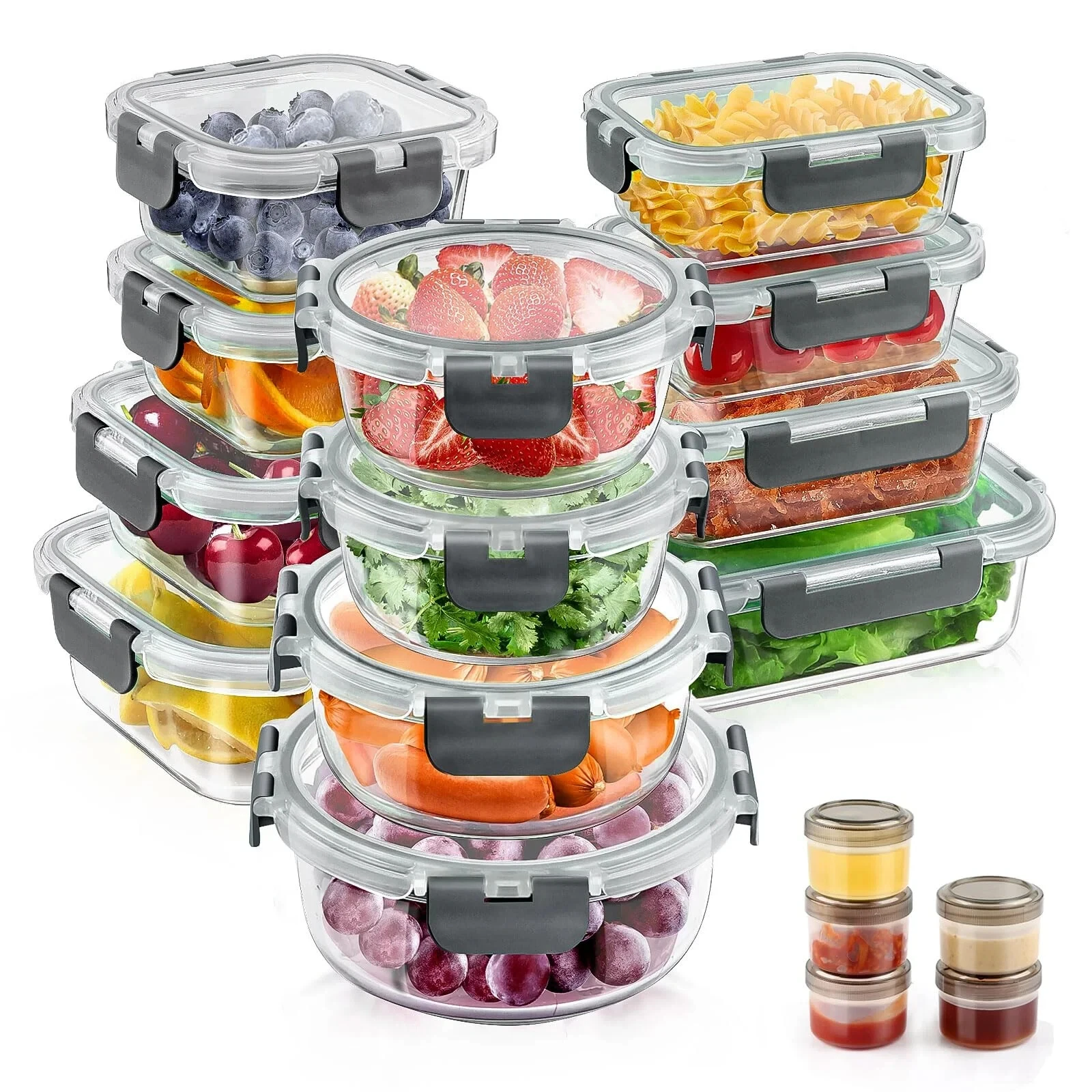 34pcs Glass Food Storage Containers with Lids Set
Opens in a new window or tab