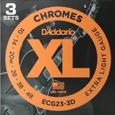 D'Addario ECG23-3D 10-48 Chromes Flat Wound Jazz X Light Guitar Strings ECG23