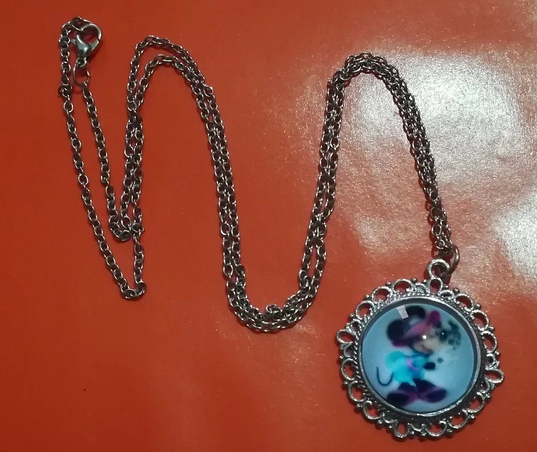 Disney Collana con 100 Minnie e Topolino, in argento Sterling placcato oro 24 kt, con zirconia cubica e smalto, licenza ufficiale, 45,7 cm, Argento sterling, Diamonique