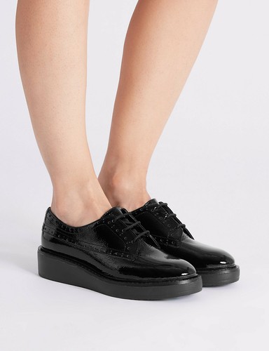 RRP NEW Mu0026S COLLECTION Leather Flatform Brogue Shoes, SZ 7.5 | eBay