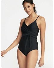 Old Navy V-Neck Wrap One Piece Swimsuit Size M- Black- NWT