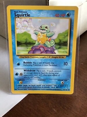 squirtle pokemon card ebay Pokemon Squirtle Base Set 63/102 Pokemon Card Never Played