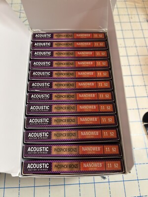 Elixir Nanoweb Phosphor Bronze Custom Light Acoustic Guitar Strings 11-52 12Pack