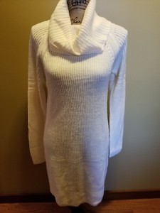 cream cowl neck sweater dress