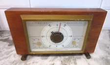 VINTAGE WOOD AIRGUIDE WEATHER STATION BAROMETER INSTRUMENT HUMIDITY TEMP DESKTOP