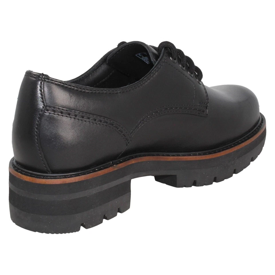 Chaussures Plates Clarks Orianna Derby Cuir Noir Lacets Femme Largeur D - Photo 4/4