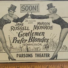 1953 Gentlemen Prefer Blonds Marilyn Monroe Broadway Musical, Newspaper Clipping