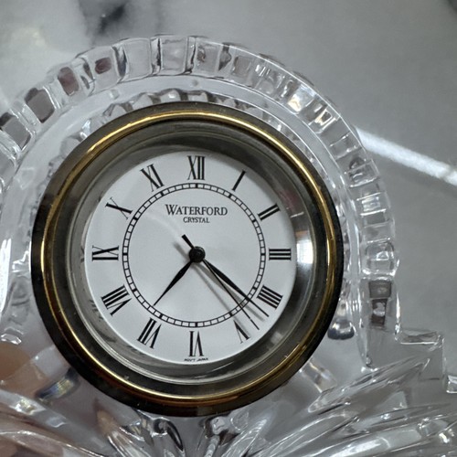 Vintage Waterford Crystal Ireland Small Quartz Mantel Clock Works 4” L x 2.5” T - Picture 17 of 17