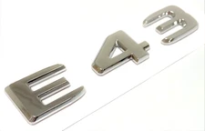 #2 CHROME E43 REPLACEMENT FOR MERCEDES REAR TRUNK EMBLEM BADGE NAMEPLATE DECAL
