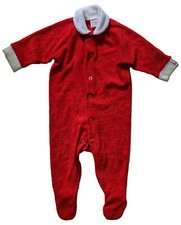 Vtg 1980's Tommee Tippee Footed Sleeper Sz Large Red/White Trim Snaps 100 Poly