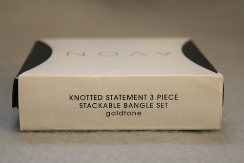 Avon Knotted Statement 3 Piece Stackable Bangle Set Goldtone NEW NIB - Picture 4 of 5