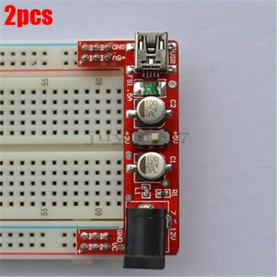 2Pcs Power Supply Module (No Breadboard) For Arduino Breadboard 5V/3.3V Ic Ne ce