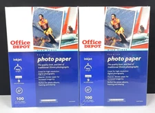 (2 Pack) Photo Paper 4X6 100 Sheets High Gloss Premium Office Depot Inkjet NEW