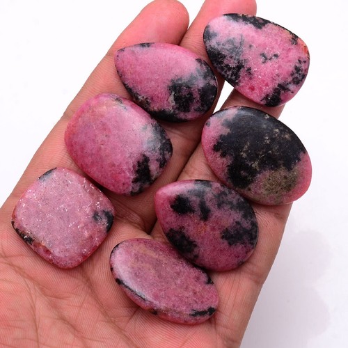 7 Pcs Natural Rhodonite 27mm-37mm Cabochon Untreated Huge Loose Gemstones Lot - Picture 5 of 8