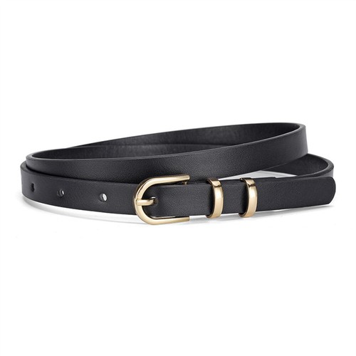 Women Gold Metal Buckle Skinny Faux Leather Waist Belt Dress Narrow Waistband - Picture 4 of 9