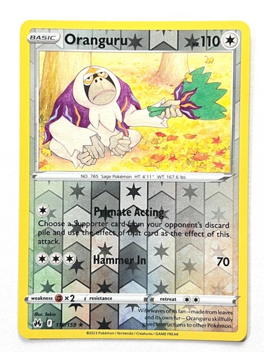 Oranguru 119/159 Reverse Holo Rare Crown Zenith Pokemon Pack Fresh Near Mint NM - Picture 5 of 8