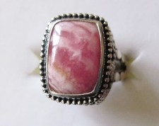 Rhodochrosite Ring / size 5 / 925 Sterling Silver, 7.41 cts, 8 grams