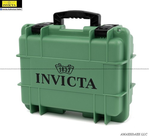 NUOVA scatola/custodia Invicta 8 slot VERDE edizione 1837 custodia impermeabile resistente agli urti - Foto 3 di 3