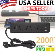 Wall Mountable USB Surge Protector Power Strip with 3 USB Ports & 4 Outlet Plugs