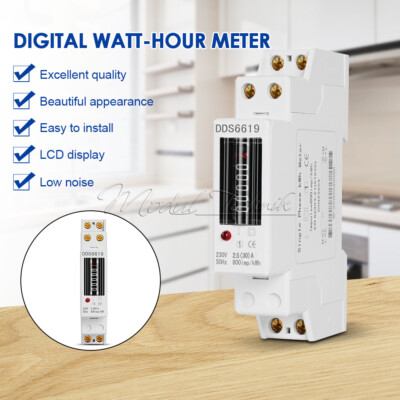 230V Digital LCD Kwh Wattmeter Power Consumption Energy Meter Electric Din Rail