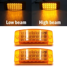 2X 6" Amber LED Reflective Rectangle Clearance Side Marker Tail Light Trailer RV