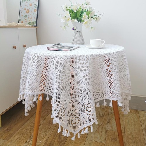 Vintage Crochet Tassel Tablecloth Dining Table Cloth Cover Wedding Party Decor - Picture 13 of 34