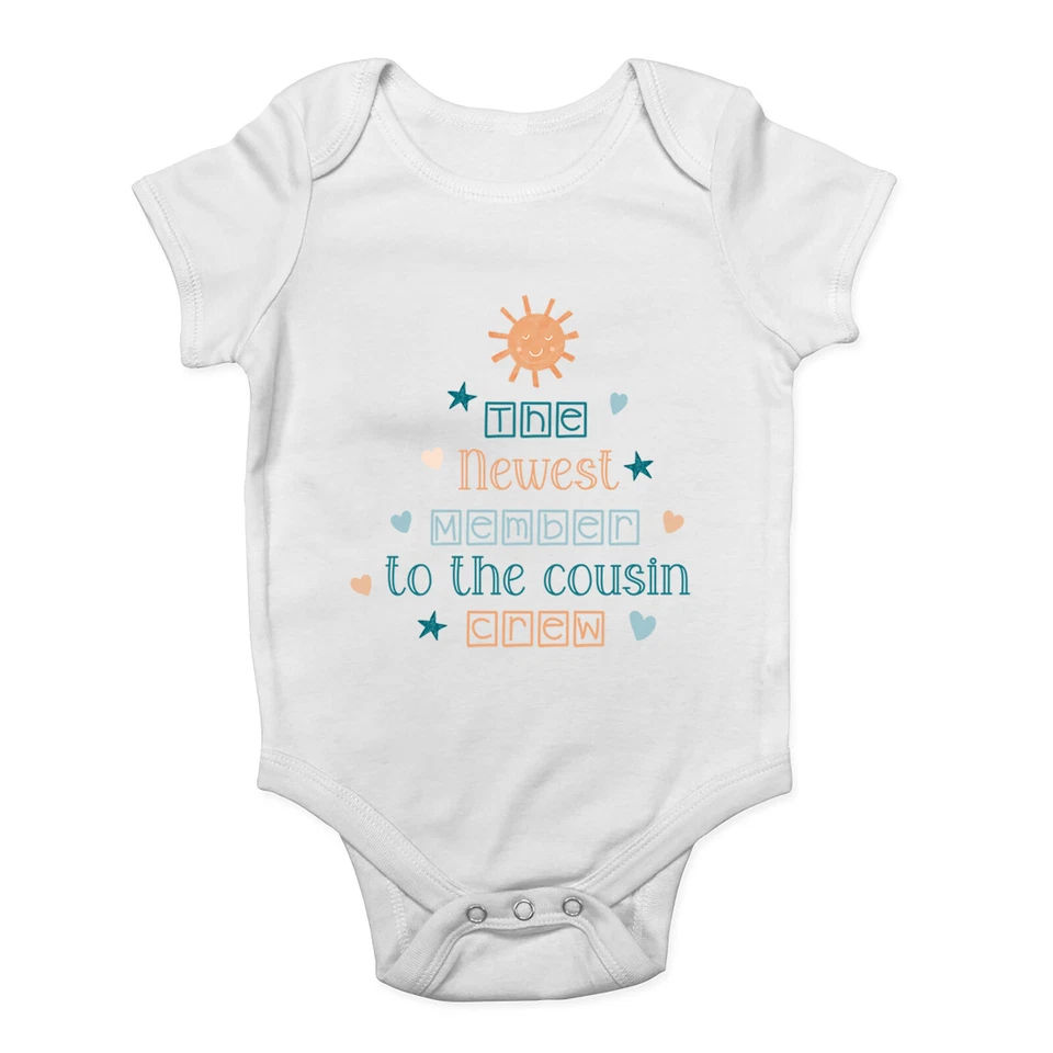 BABY ORIGINALS Cousins Crew Baby Grow Vest The Newest Member Bodysuit Boys Girls Gift