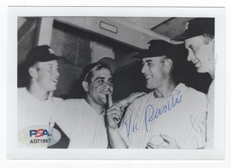 VIC RASCHI Signed Photo 3.5x5" PSA/DNA YANKEES AUTO
