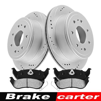 Rear Drilled Rotors Brake Pads for 2003 2004-2011 Crown Victoria Grand Marquis