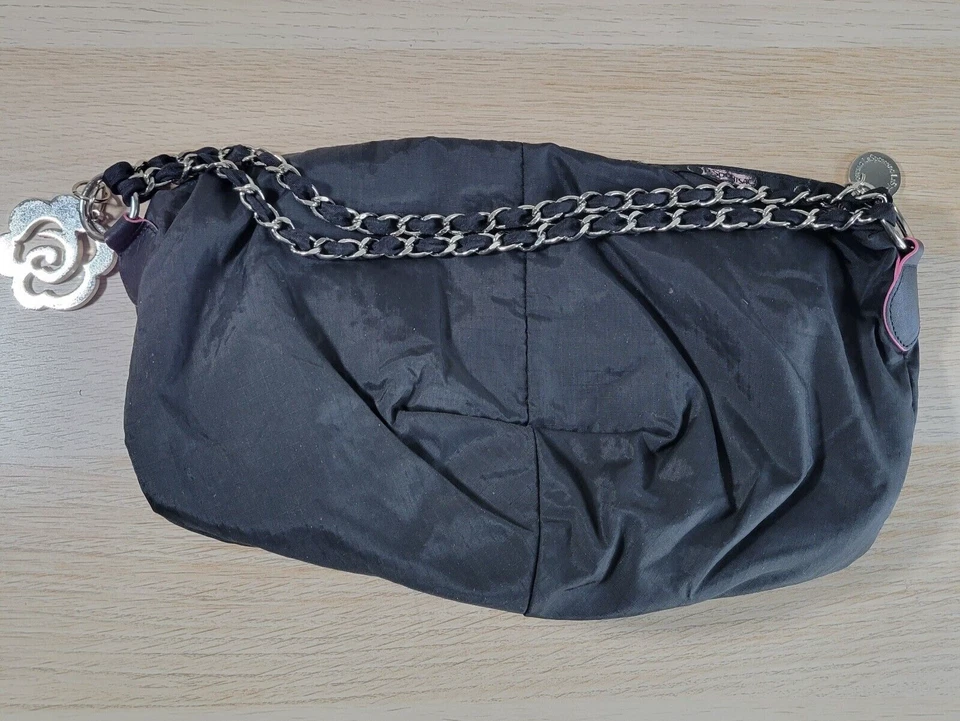 LeSportsac X The OC Purse Rose Floral Black Y2K Bag Chain Strap Crossbody Tote - Image 3 of 4