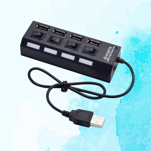 USB Hub 4 Sockets Independent USB 2.0 Divider (noir) Adaptateur USB