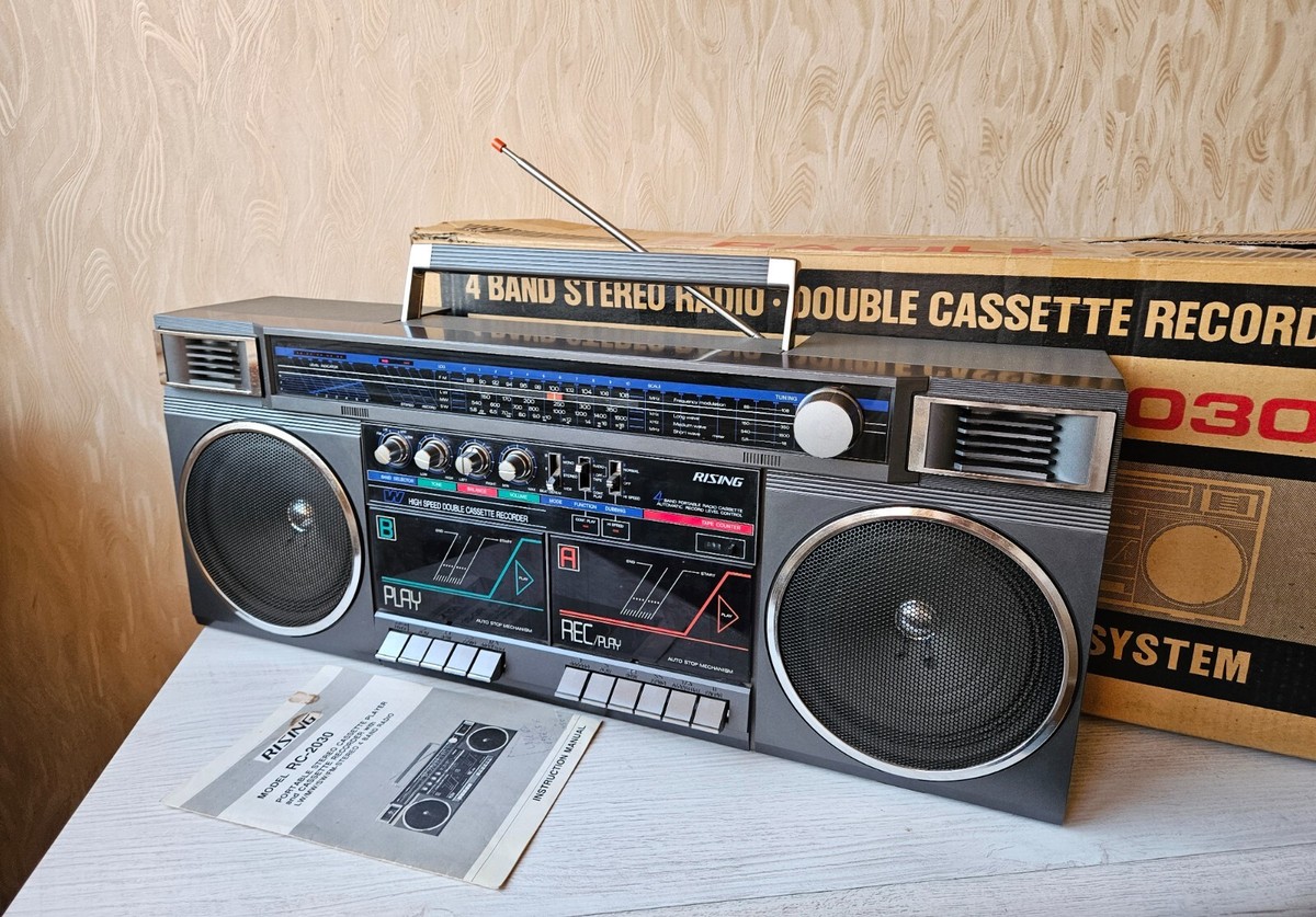 昭和銘機 ラジカセ RISING 4BAND RC-2030ダブルカセット BOOMBOX RISING RC-2030 Vintage Cassette Fully Working Condition