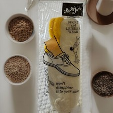 VTG Women's Lady Jam Yellow Socks Acrylic Blend Roll 80's 90s Size 8.5-11 USA