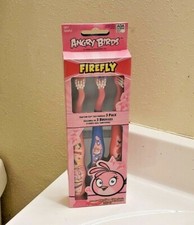 Cute ChildsToothbrush Girls Angry Bird 3 Pack Soft Brush Suction Cup Bottoms NIB